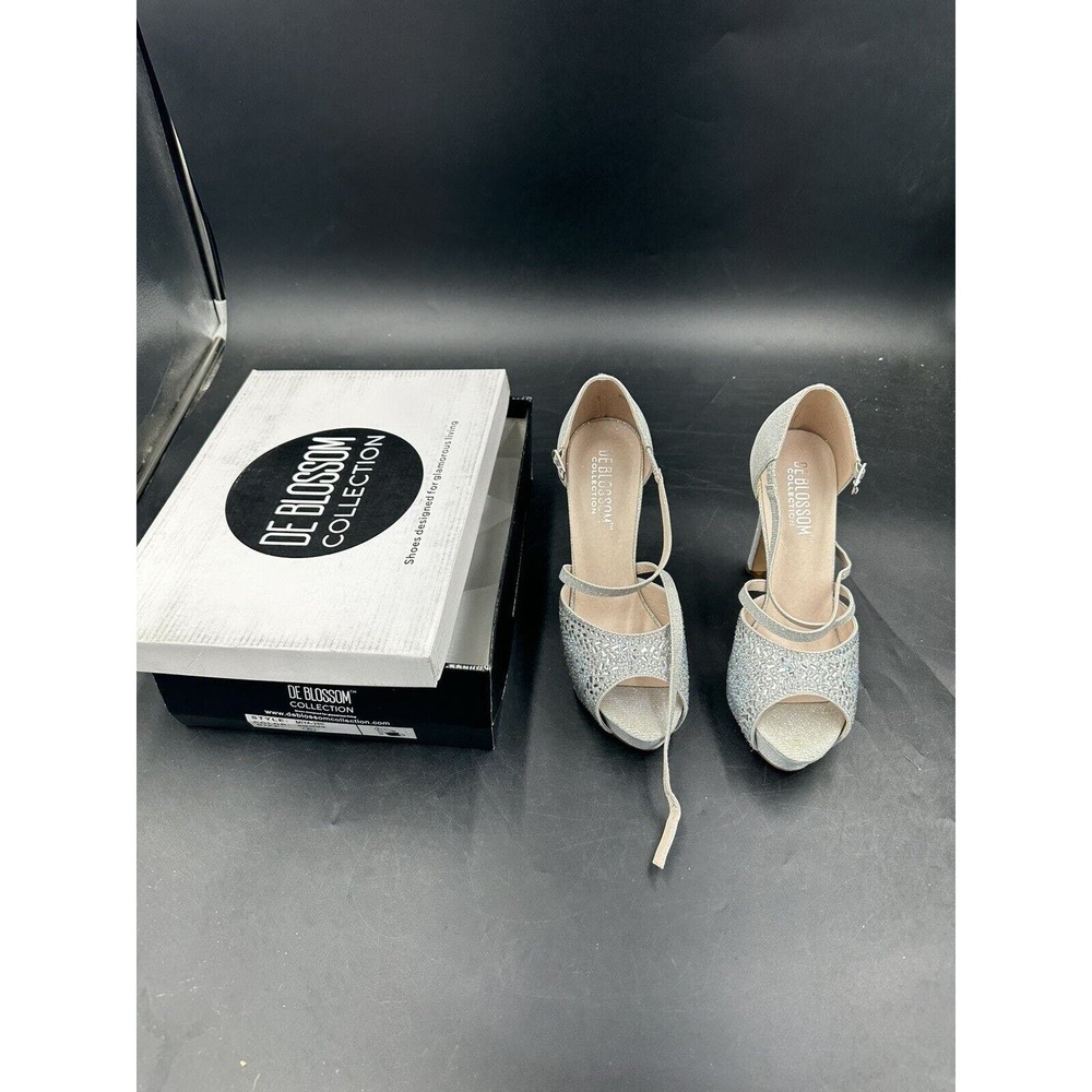 de blossom collection heels silver miya-280 sz 8